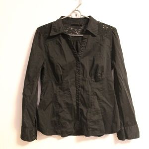 Apt. 9 Black Lace Button Up Top